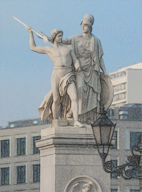 Athena unterrichtet den Jungen – Schlossbrücke Berlin