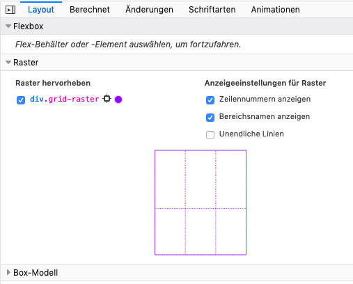 Grid Layout im Firefox-Inspektor anzeigen