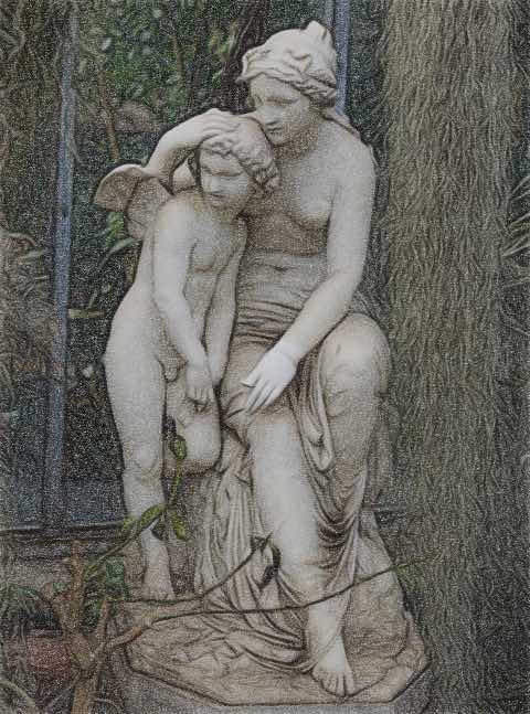 Venus und Amor von Anton Werres im Gewächshaus der Flora Köln