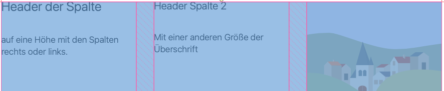 Screenshot: Alle Spalten beginnen an der oberen Kante 